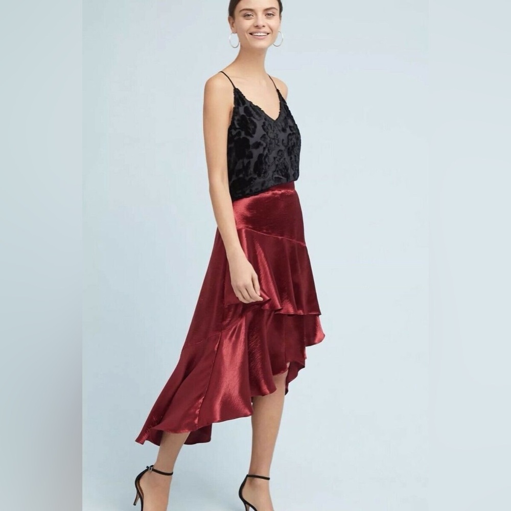 Anthropologie Red Skirt XS
